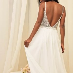 White Rhinestone Wedding Elegant Wedding Dress